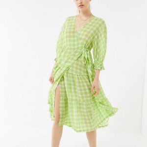 UO Donatella Crinkle Wrap Dress Size M